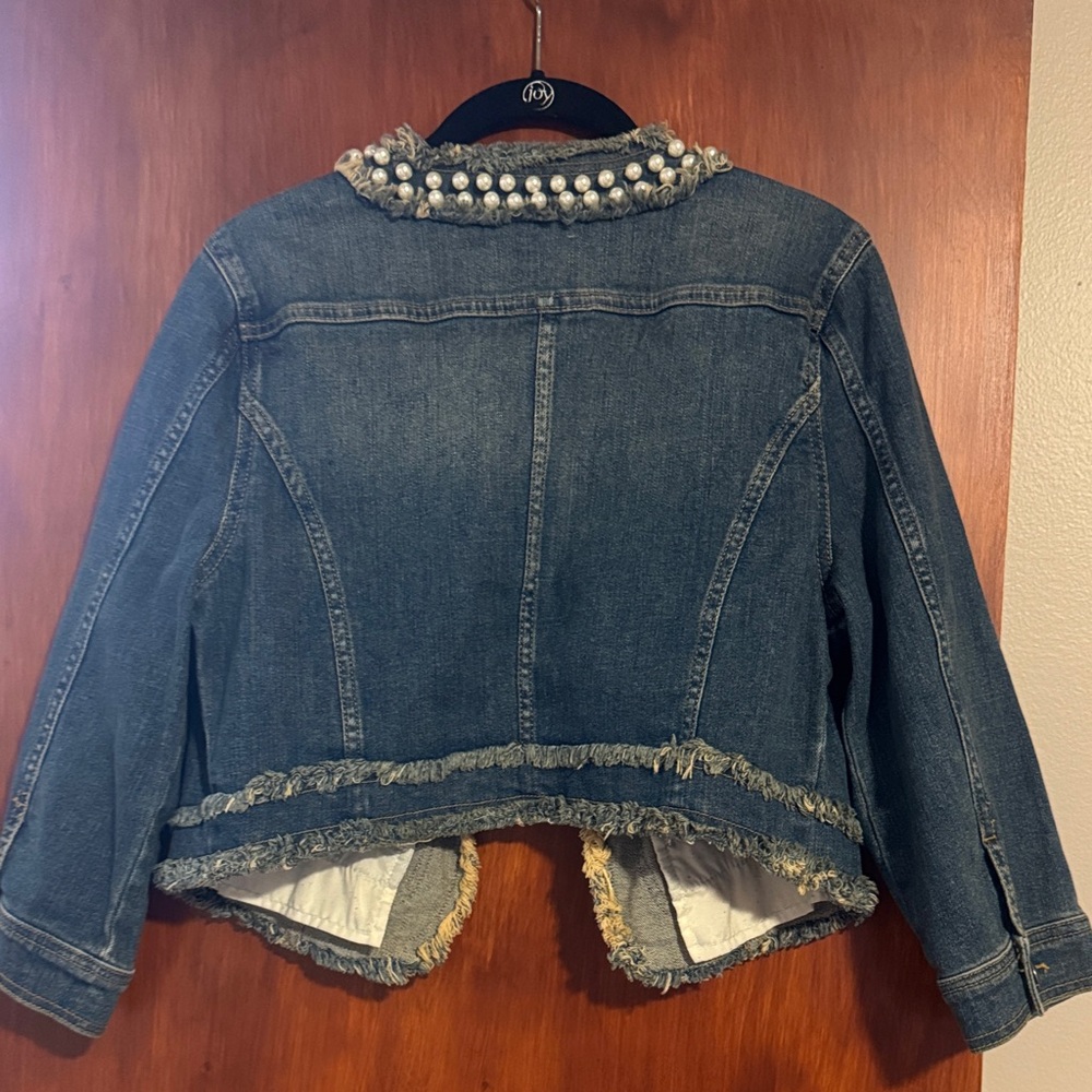 Princess Vera Wang Blue Denim Jacket with Pearl Accents - Picture 5 of 5
